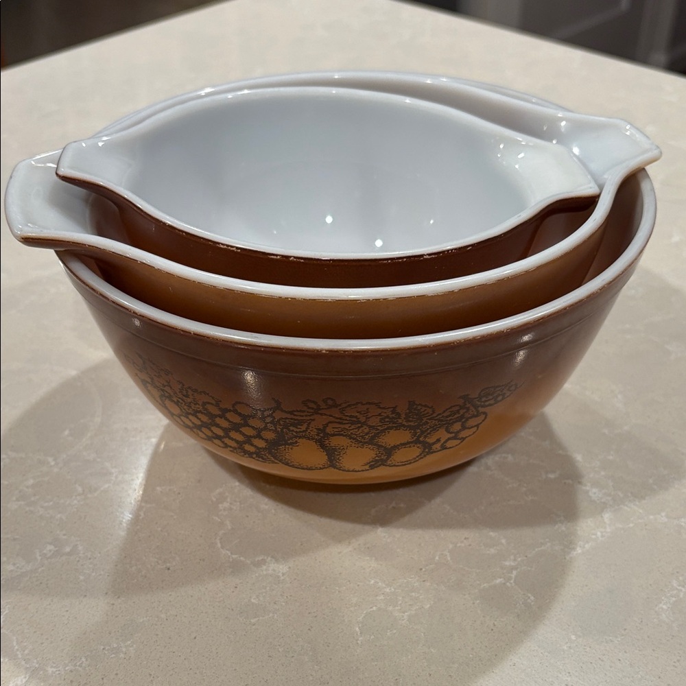 Vintage Pyrex Old Orchard Mixing Bowls